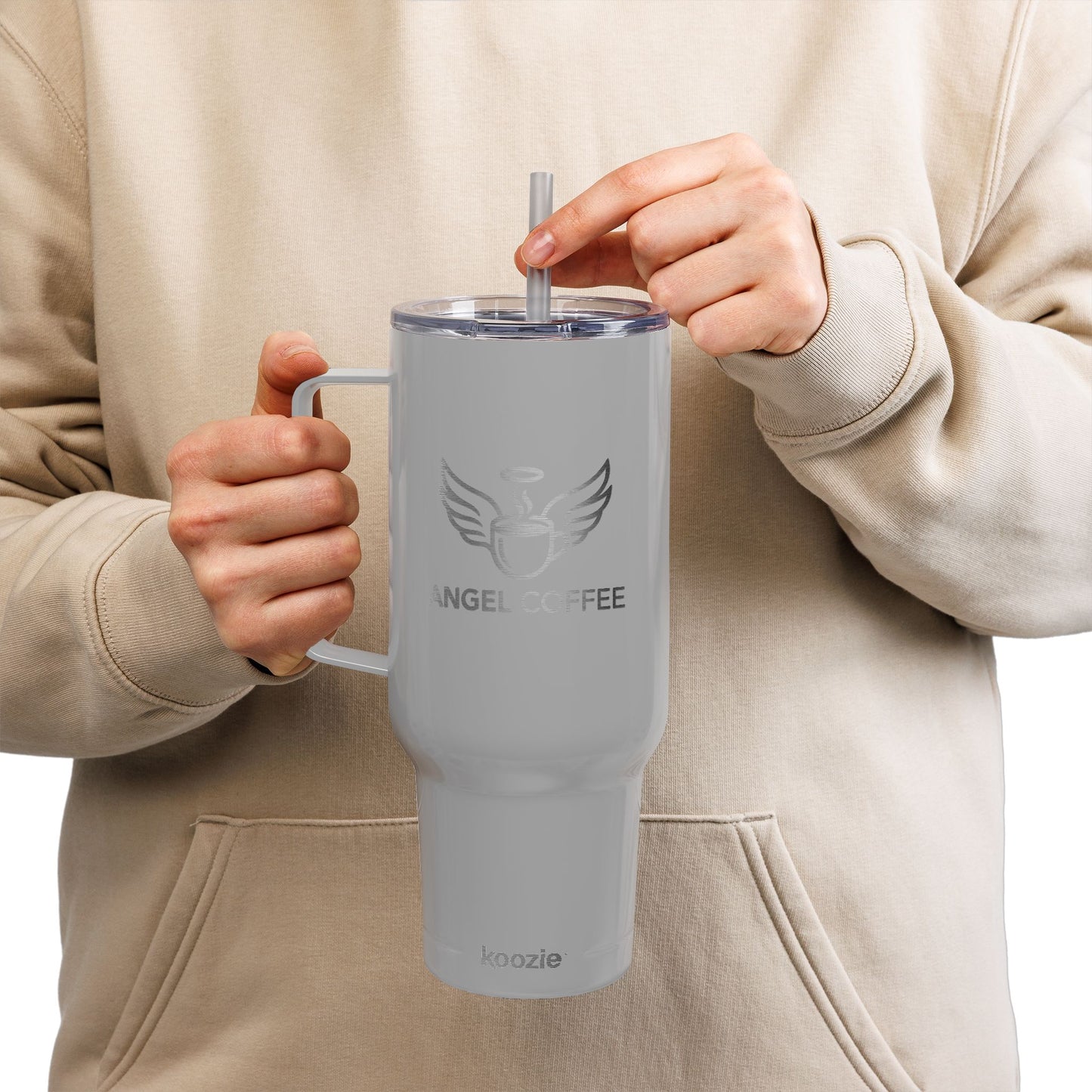 Gray Angel Coffee 40oz Insulated Tumbler with Lid